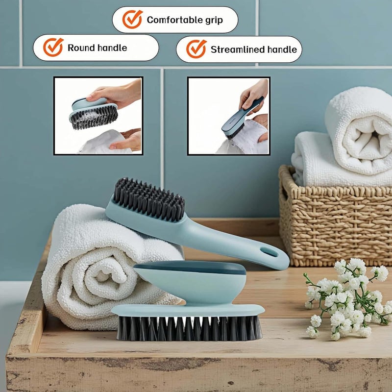 RyanDesign 2-Pack Ergonomic Shoe & Laundry Scrub Brush Set - Stiff Bristle Cleaning Brush for Shoes, Stains, Bathroom, Kitchen, Tile Grout - Non-Slip Grip with Hole for Hanging & Drying - Image 2